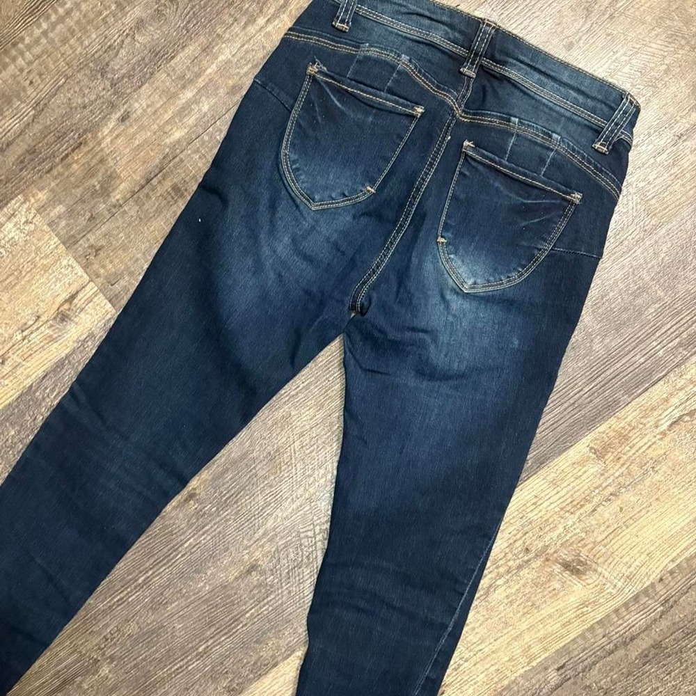 Y2K Low Rise Hot Kiss Dark Wash Skinny Jeans Size 1 - Picture 4 of 4